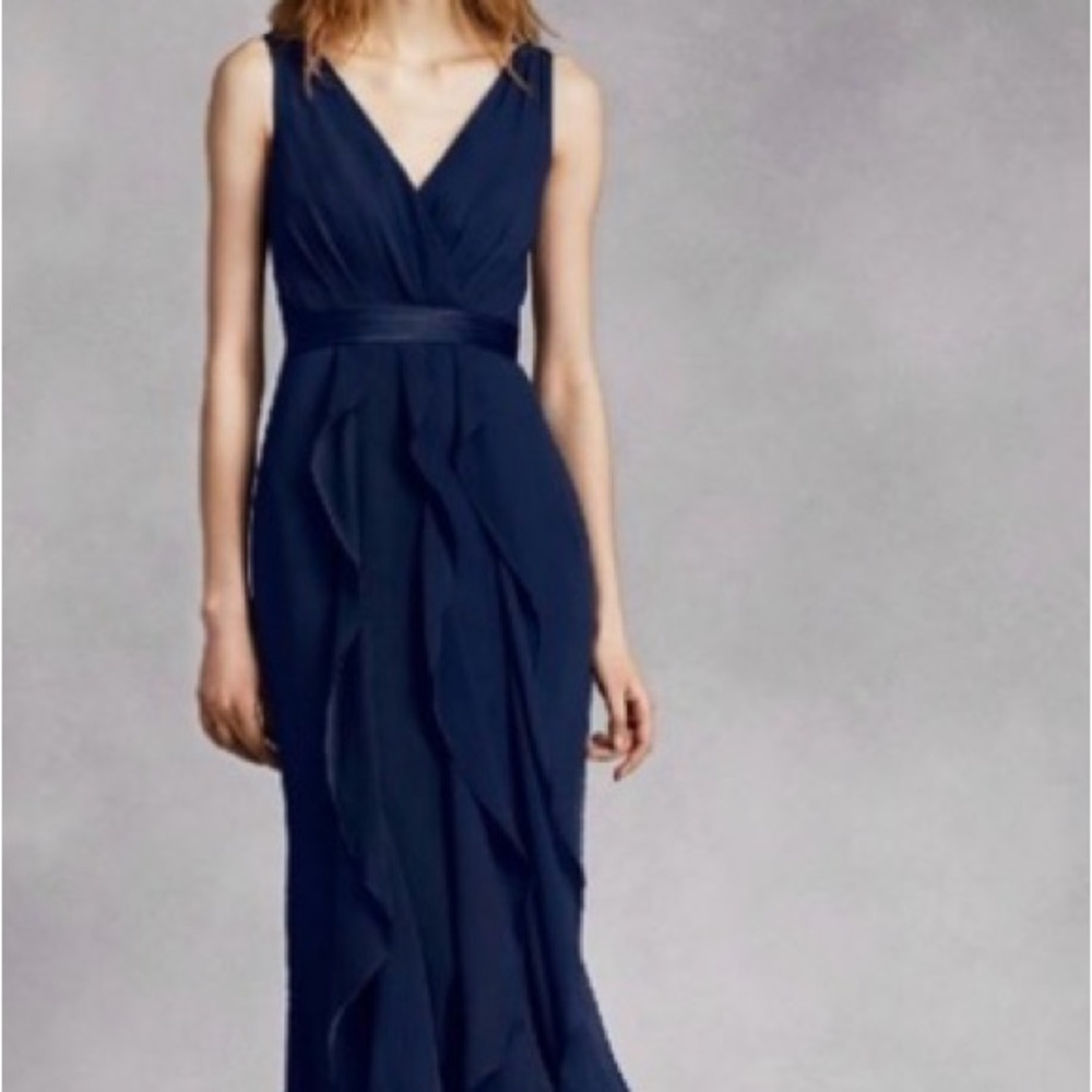 Vera Wang White Maxi Ruffle Dress